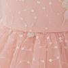One-Year-Old Pink Puff Sleeve Flower Girl Princess Dress with Mesh Skirt