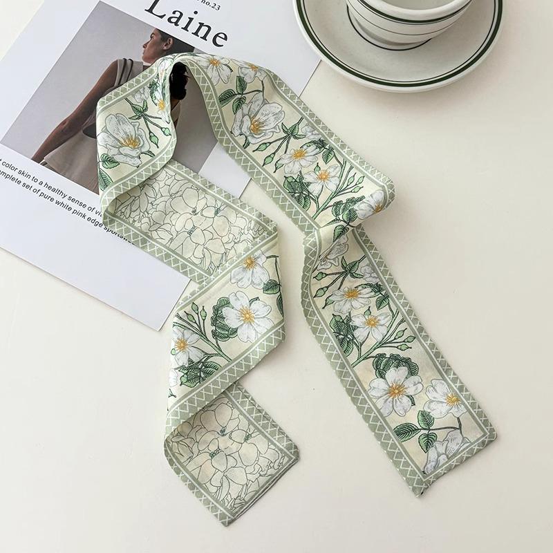 Korean Fashion New Women Twill Silk Scarf Binding Bag Handle Ribbon Hair Band Small Scarf Headband Handle Ribbon Scarf