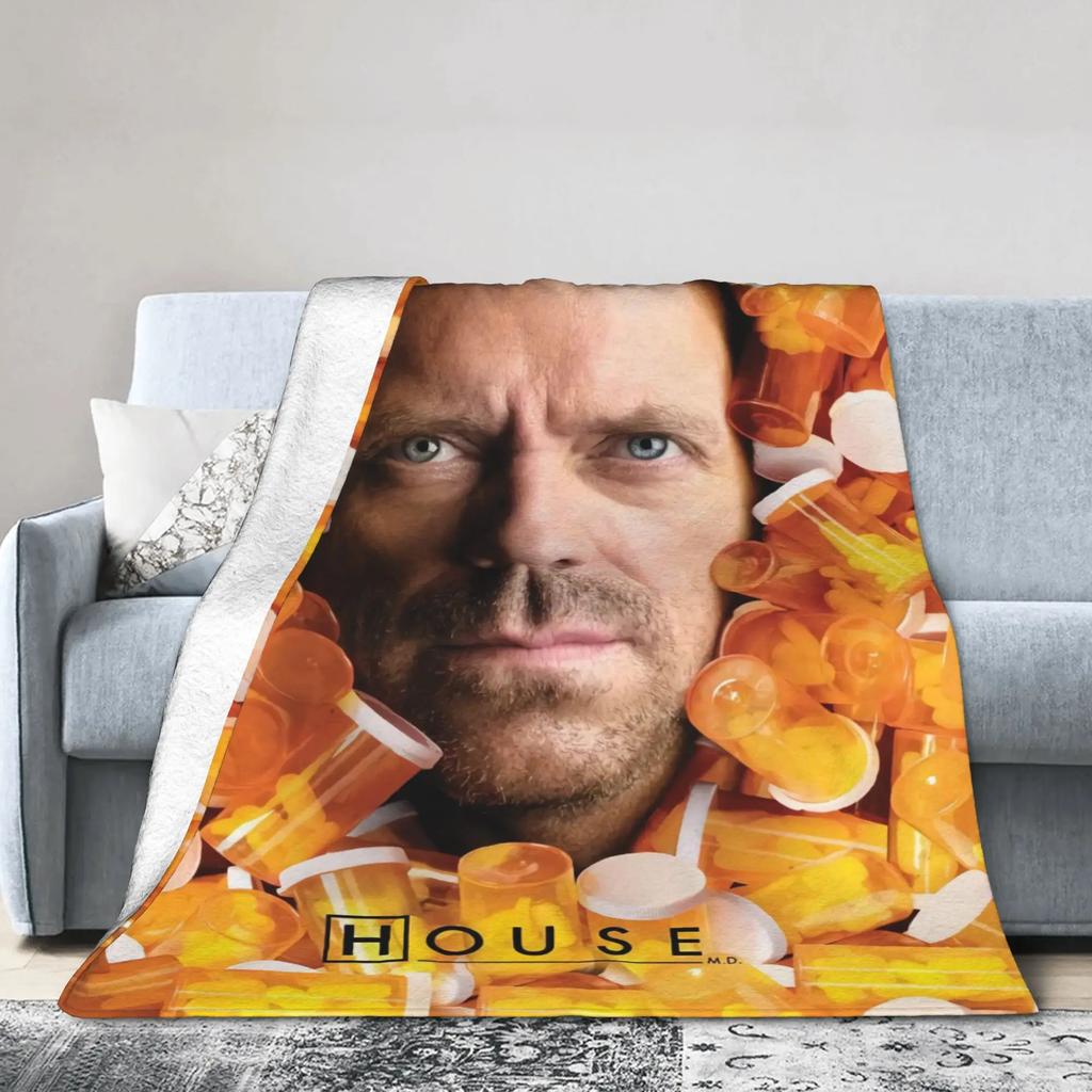 Doctor House Drama Flannel Blanket Winter Soft Durable Throw for Living Room Sofa Bed  Student Dorm Home Comfort