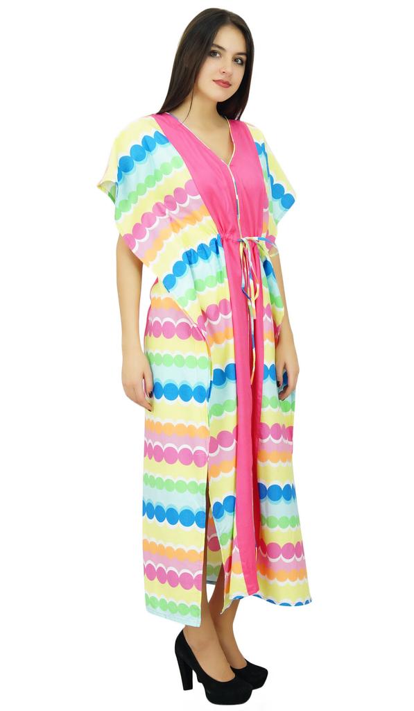 Bimbae Womens Long Cotton Pannel Caftan Designer Collection Beach Cover Up Kaftan