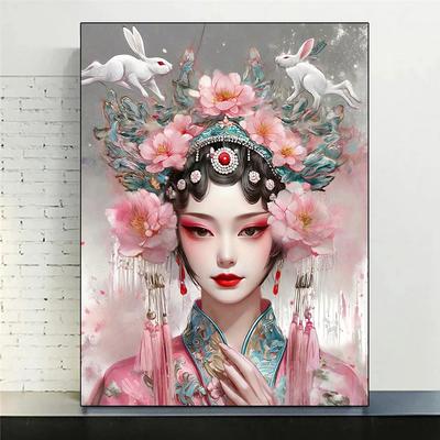 Chinese Girl 5DDiy Diamond Painting Newly Arrived Cross Embroidery Set Rabbit Fairy Embroidery Beauty Mosaic Decoration