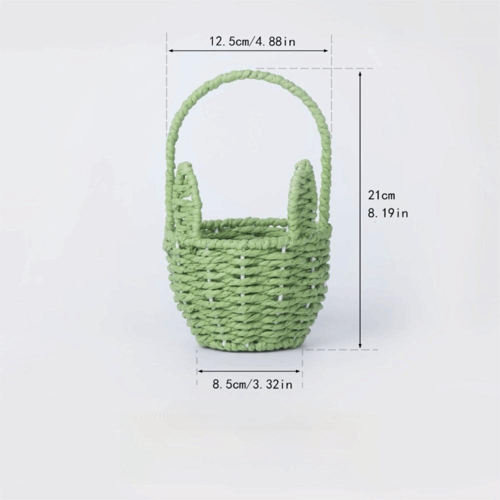 Cartoon Rabbit Ear Storage Basket Multifunctional with Handles Egg Gathering Ornaments Sundries Organizer Easter Festival Gift