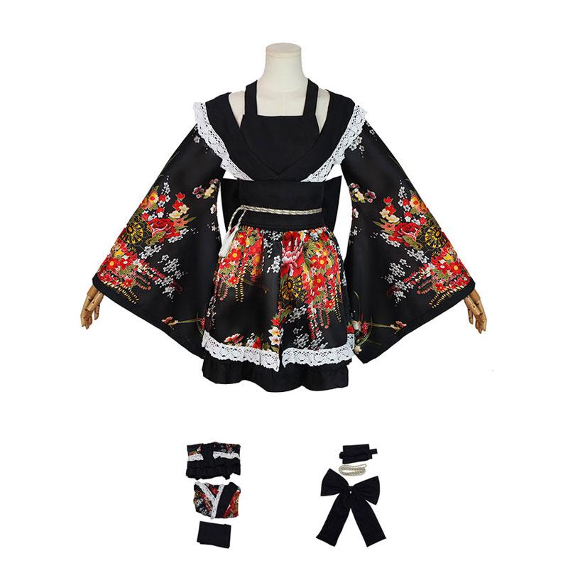 Gokuraku Maria Jodo Maid Outfit Cosplay Costume Set Lolita Uniform Play Role