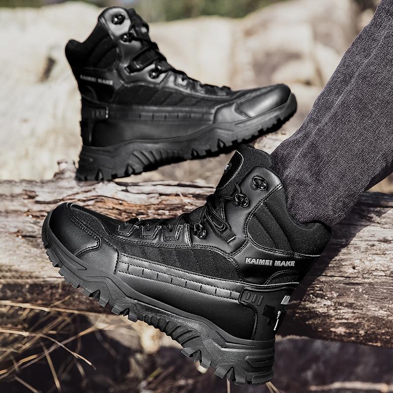 Men High-top Boots Men Outdoor Anti-slip Ankle Boots Comfortable Shoes Men Wear-resistant Thick-soled Casual Hiking Shoes Men