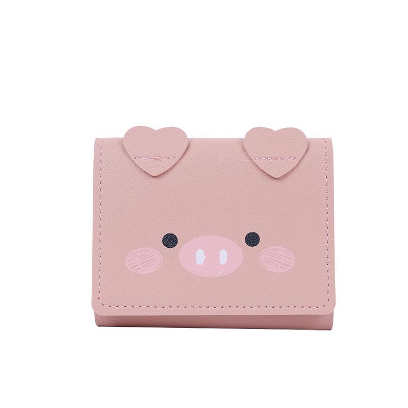 2025 Women's Cute Cartoon Pig Tri-Fold Coin Wallet