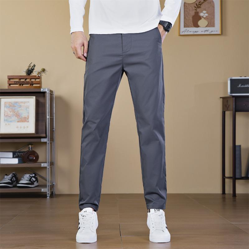 Men's new trousers straight business gentleman casual pants daily versatile men's anti-wrinkle drape blue pants men