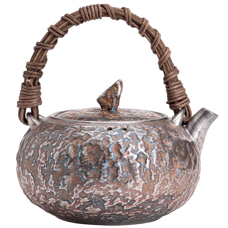 

Sushi Ceramics Gilt Silver Handle Teapot with Stone Pattern