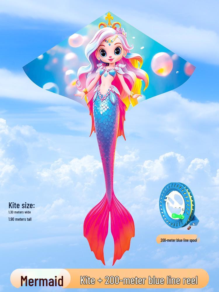 Weifang Mermaid Kite for Kids & Adults – Easy-Fly Cartoon Design with Line Reel