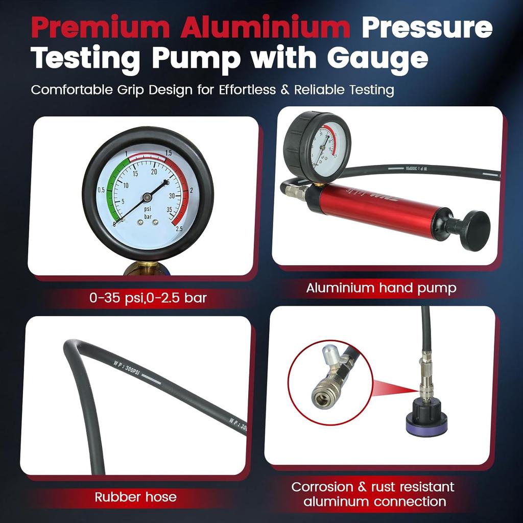15PC Coolant Pressure Tester Kit, Radiator Cooling System Pressure Tester Kit, Radiator Pressure Tester Kit
