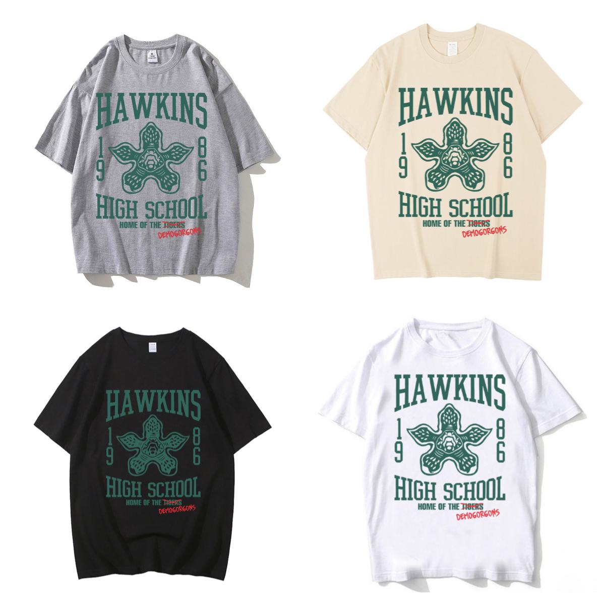 Hawkins High School T Shirt Surfer Boy Pizza T-shirt Man Woman Harajuku Short Sleeve O-neck Casual Shirt Gift Streetwear S
