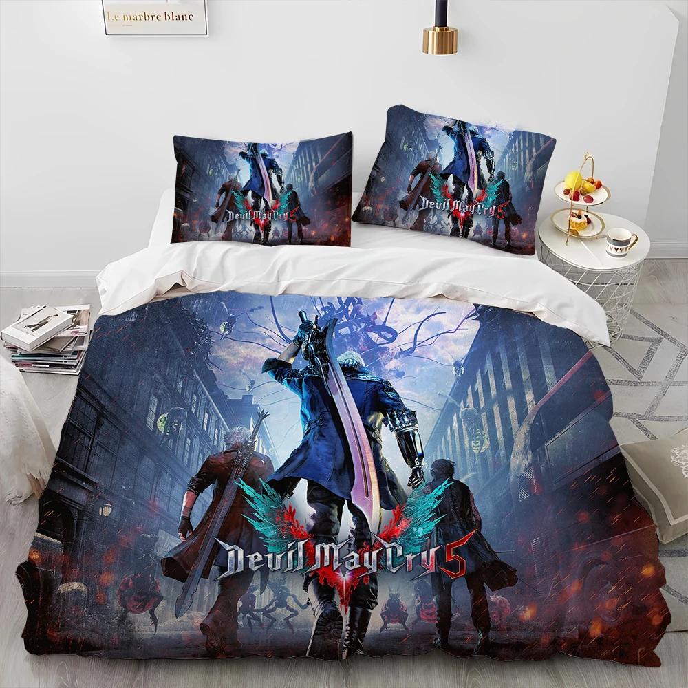 D-Devil May Cry Dmc Game Gamer Comforter Bedding SetDuvet Cover Bed Set Quilt Cover PillowcaseKing Queen Size Bedding Set Kids