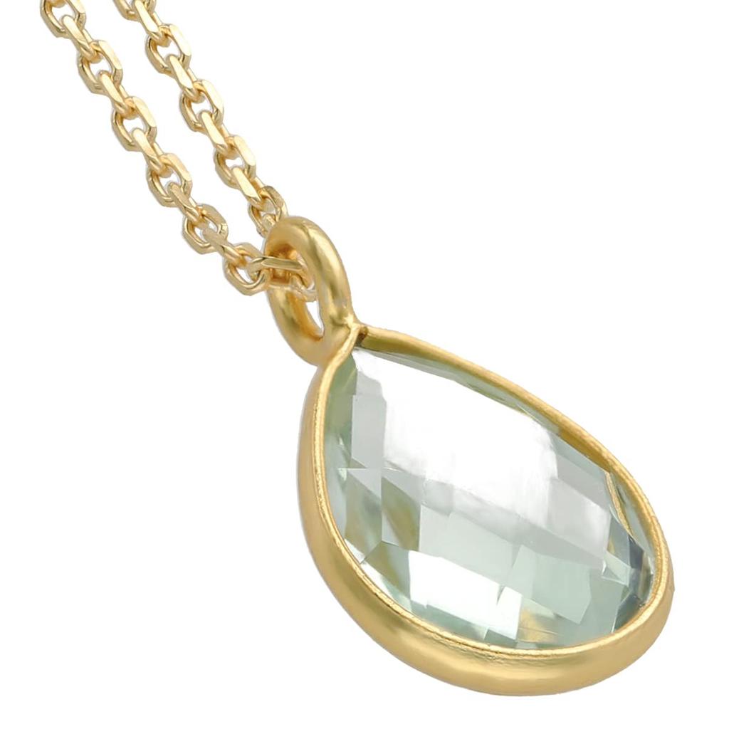 Shinjuku Gin No Kura Natural Green Amethyst Necklace In 18K Gold and 925 February 18K Yellow Gold Silver, 45cm, Women's, Birthstone,