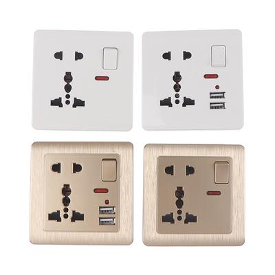 Universal Wall Socket With Led Light Switch 5 Hole Usb Wall Power Socket