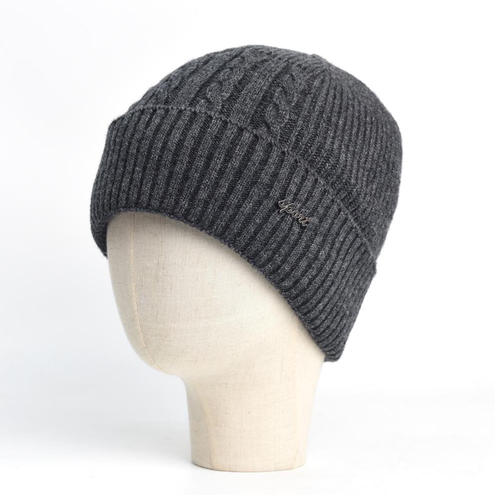 

Winter Fall Warm Beanies Hats Men High Stretch Beanies Knitted Solid Hat Thick Soft Beanie Caps Warmer Bonnet Men Casual Cap 55-62 cm темно-синього кольору