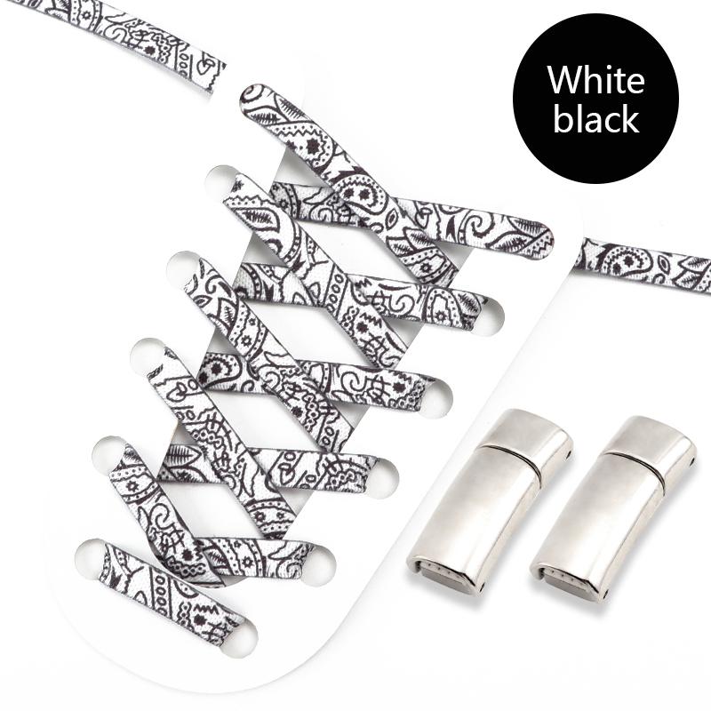 1 Pair Flat Shoe Laces Magnetic Metal Lock Elastic Shoelaces Colour Precision Compilation Lazy Shoelace For Sneakers Shoestring