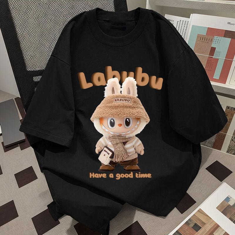 Women's Printed LABUBU Short-sleeve Street Fashion Versatile Stylish Top Plus Size Fashionable Clothing