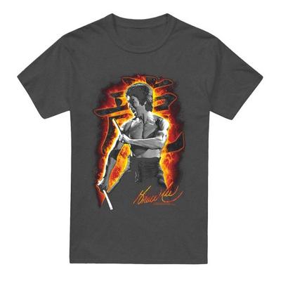 Bruce Lee Unisex Adult Dragon Fire Heather T-Shirt