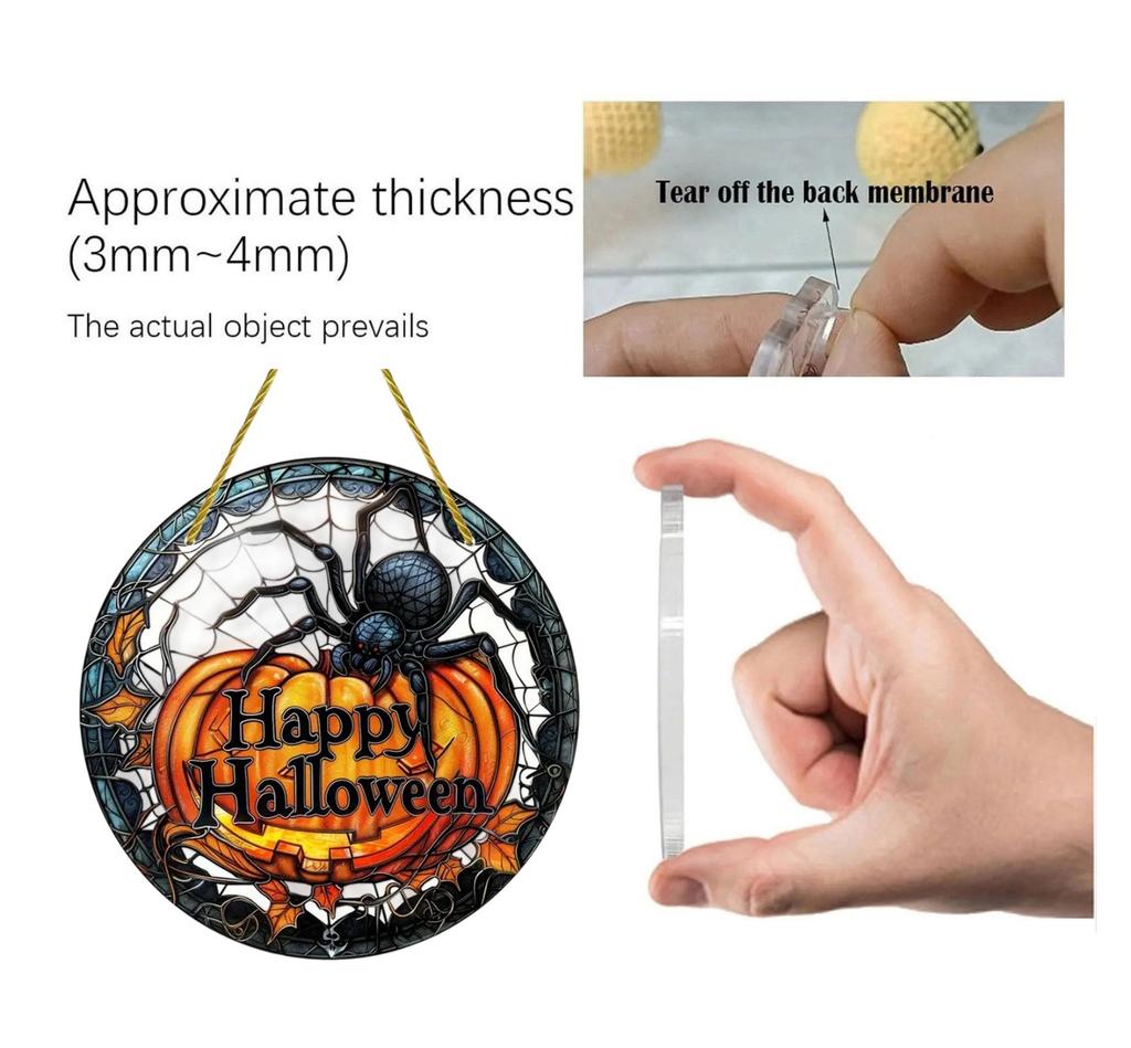 Halloween Spider Pumpkins Acrylic Disc Decoration Pendant Haunted House Party, Activity Pendant, Home, Garden Decoration