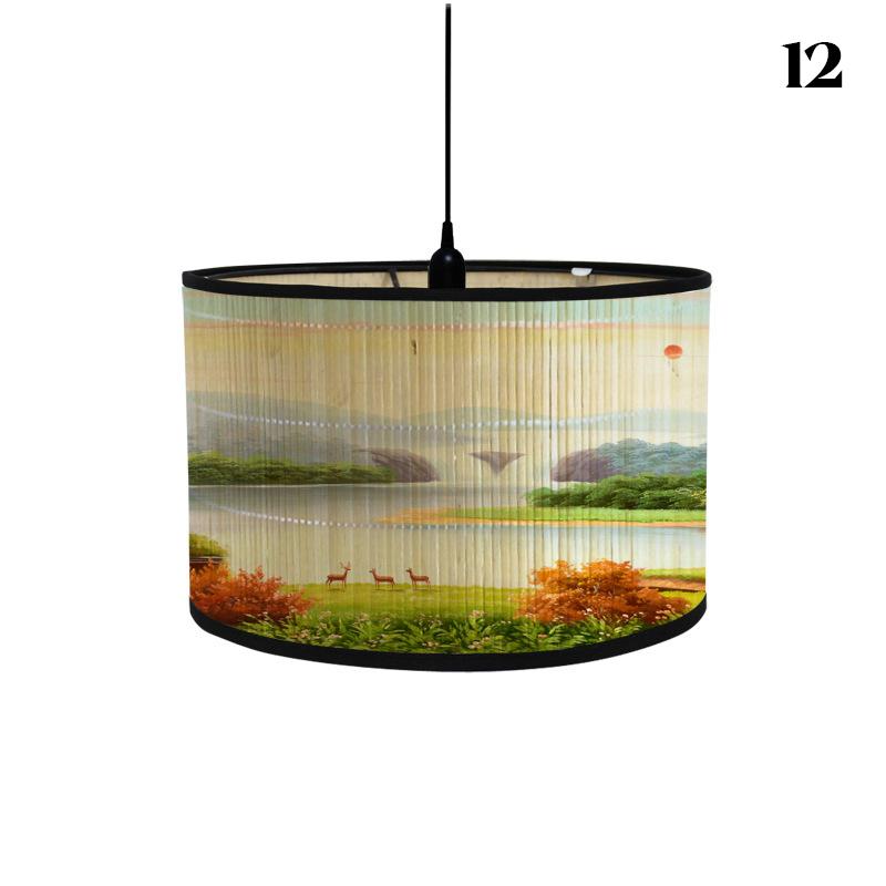 Chinese Retro Style Handmade Bamboo Lamp Shade  Flower Print Lampshade Home Decor Chandelier E27 Lampshade Crafts