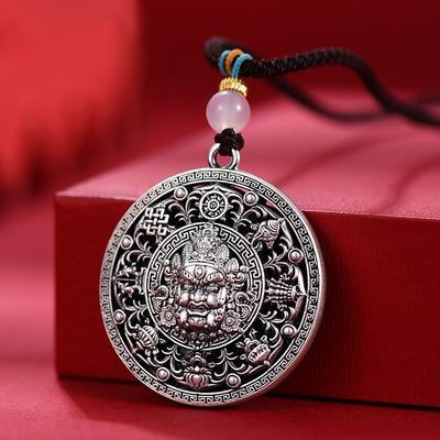 Necklace Gangchu Eight Treasures Compass Men's Retro Tibetan Style Yellow God of Wealth Pendant Pendant