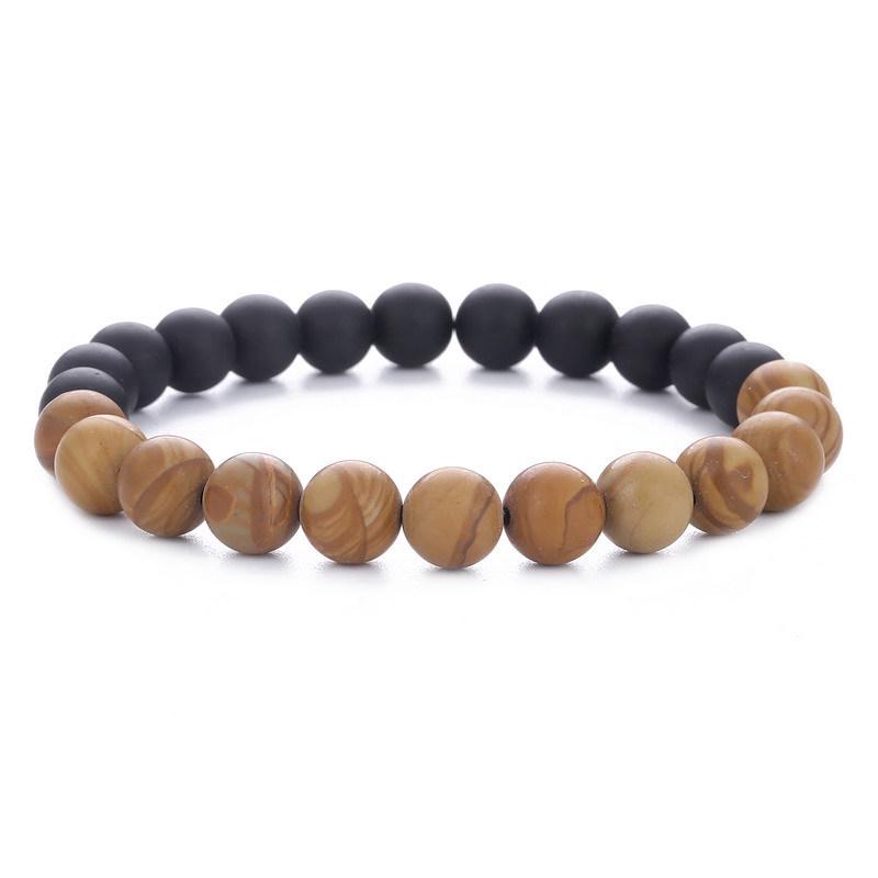 2017 New Style European & American 8MM Wood Grain Bead Handmade Bracelet