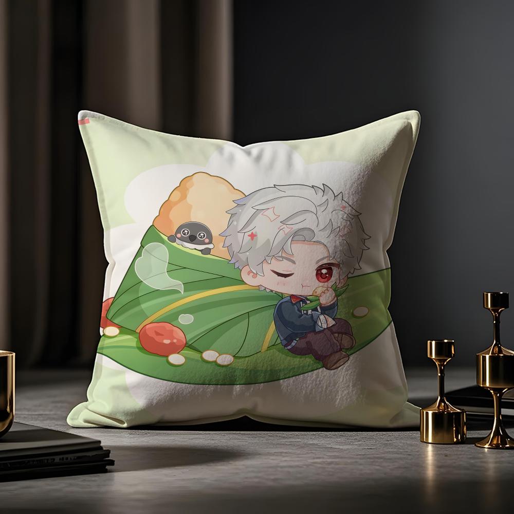 Love and Deepspace Sylus chibi Cushion Cover Case Antidustmite Pillowcase Invisible zipper silky short plush Sofa cushion cover