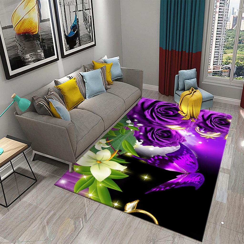 Multicolor Rose Flower Carpet for Lovers Bedroom Decor Rugs Living Room Carpet Kitchen Bedroom Door Entrance Non-slip Carpets