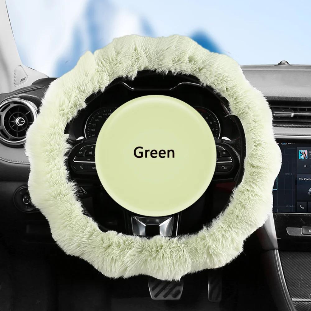Winter Warm Soft Fluffy Plush Car Steering Wheel Cover Cute Non-Slip Elastic Protector Grip for Comfortable Driving Experience