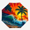1pc Sunset Palm Automatic Opening/Closing Folding Umbrella with 8 Ribs,Windproof Portable Sunshade Umbrella Holiday gift yy260401054