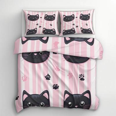 Cartoon Katze Schmetterling Einzelbettbezug Se, Niedliches Kätzchen Kinderbettwäscheset Schlafzimmerdeko, Superweiches Mikrofaser-Bettbezugset