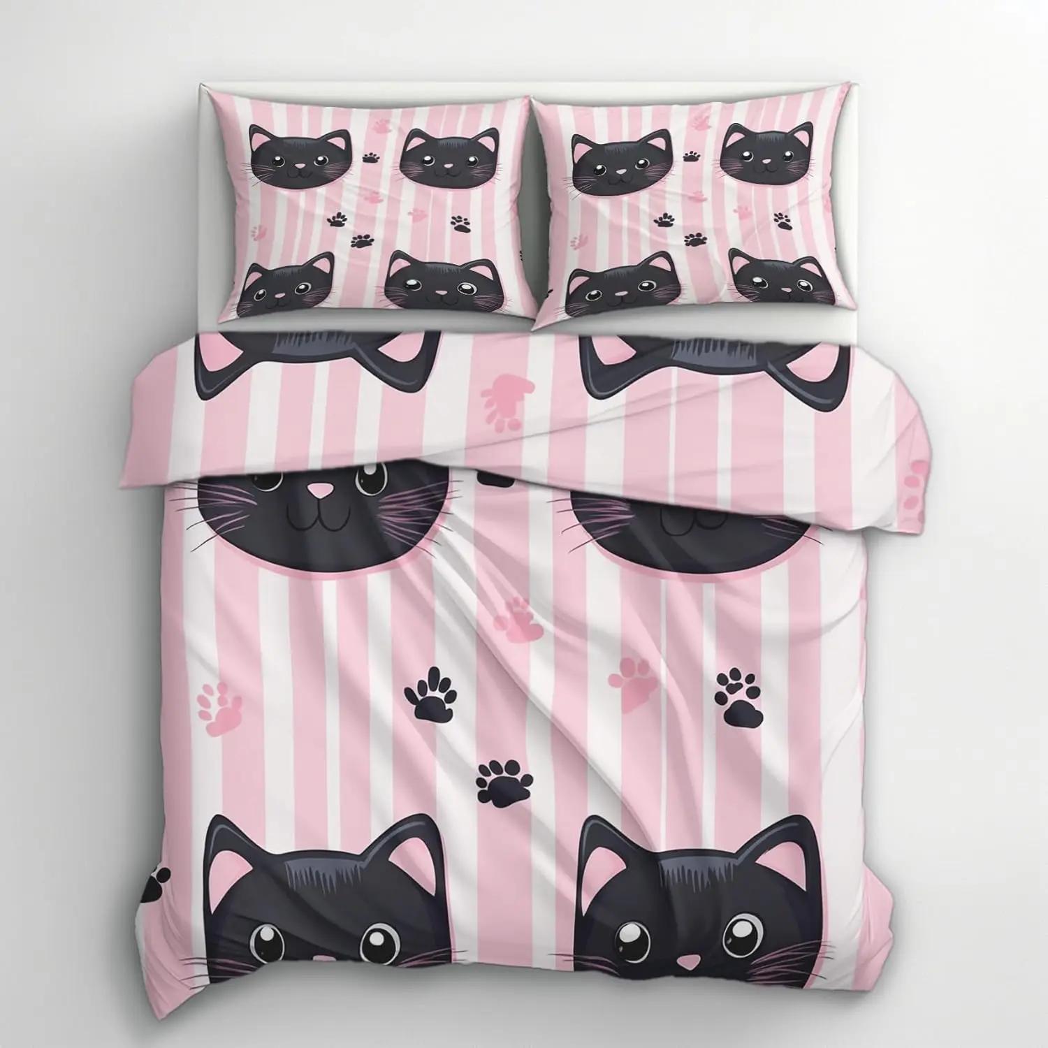 

Мультяшный Кот Бабочка Односпальный Пододеяльник Се, Милый Котенок Детский Постельный Набор Декор Спальни, Супер Мягкий Микрофибровый Комплект Пододеяльника 90x200cm 2pcs&Duvet Cover