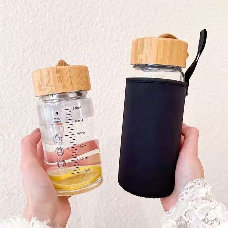 Shangqi Heat-Insulated Glass Tea Cup with Filter & Bamboo Lid