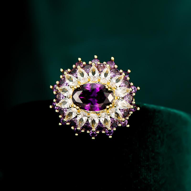 

SUYU Стильная овальная брошь с миниатюрной инкрустацией кубическим цирконием для элегантных и модных аксессуаров для одежды фиолетовый
