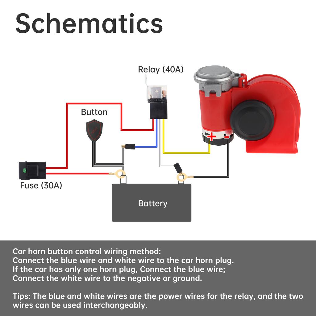 12V 150dB Train Sound Electric Air Horn Loud Kit with Compressor Wiring Harness Button Red for Truck Car Motorcycle