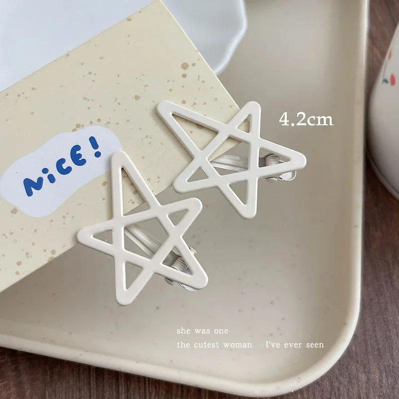 2Pcs Candy Color Metal Star Hair Side Clips Hairpins Girls Sweet Colorful Barrettes for Baby Cute Children Styling Accessories