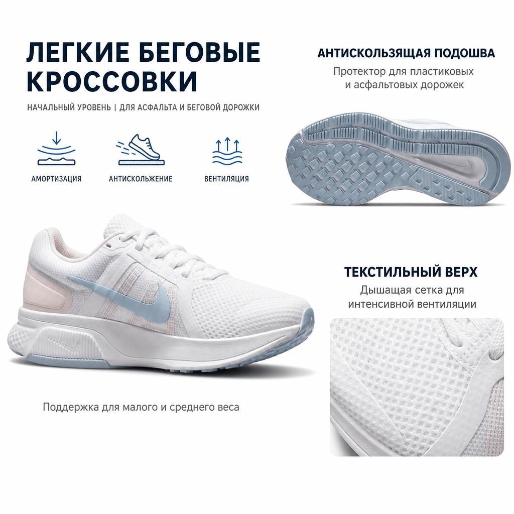 Nike Run Swift 2 Bequemes Material Stoßdämpfung Rutschfest Abriebfest Atmungsaktiv Low-Top Lässige Laufschuhe Damen Sneaker CU3528-104