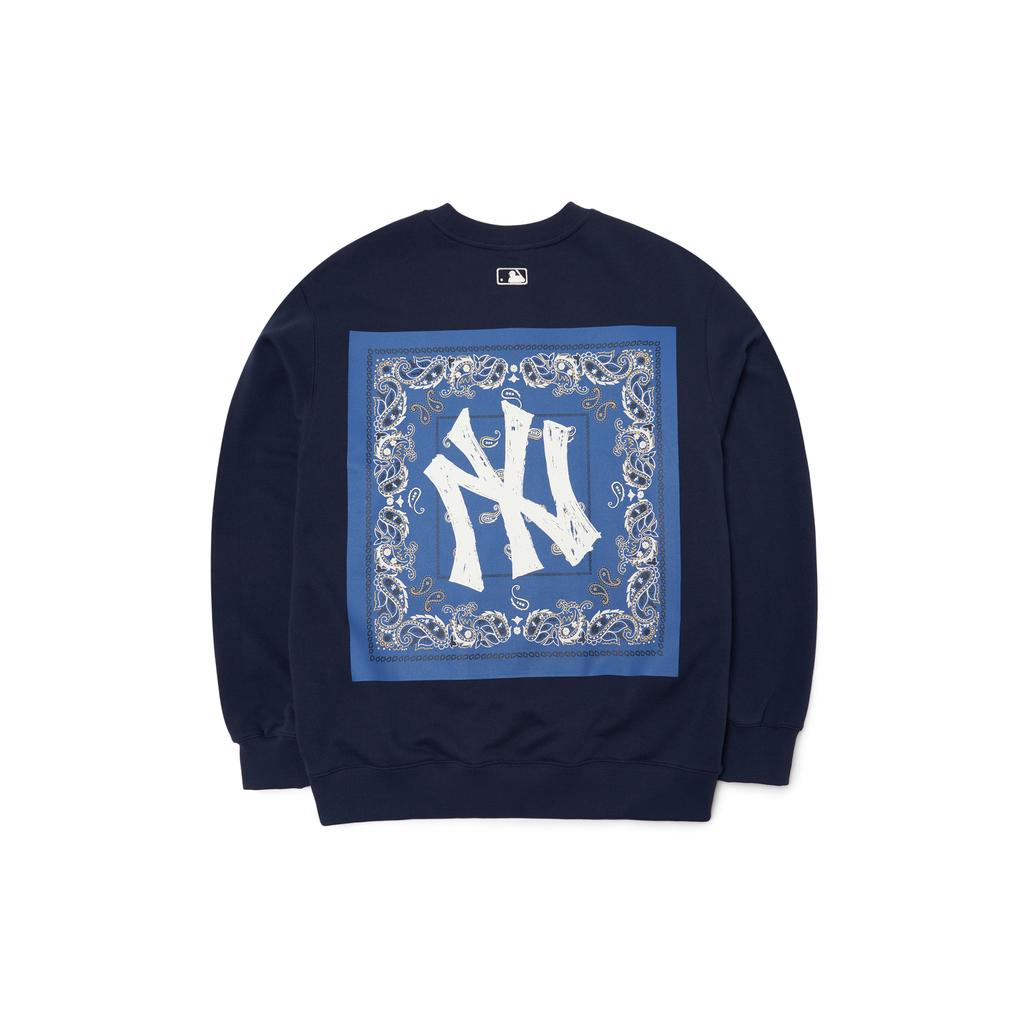 New MLB Cashew Flower Sweatshirts Unisex Dark Marine Blue 3AMT53014-50NYD