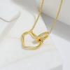 Korean Version of New Tin Paper Wrinkled Double Ring Clavicle Chain with Interlocking Heart Shaped Irregular Mobius Ring Necklace