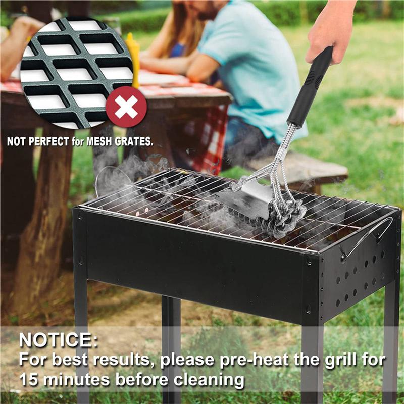 

ABUL-2X Grill Brush And Scraper Bristle Free - Safe BBQ Brush For Grill - Stainless Grill Grate Cleaner серебряный