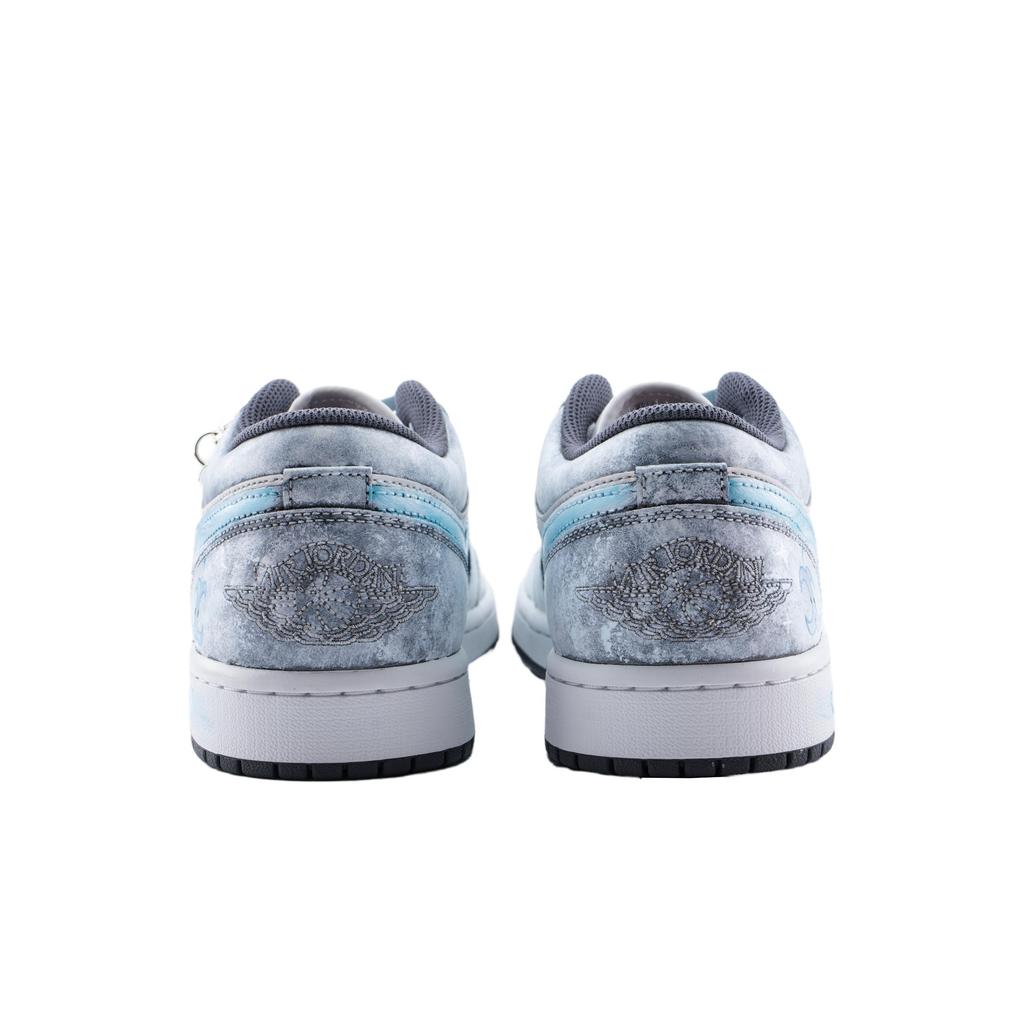 Jordan Air Jordan 1 Gray Scale Dream Abrasion Resistant Low Top Vintage Basketball Shoes Unisex Gray Blue 553558-044(Team626-)