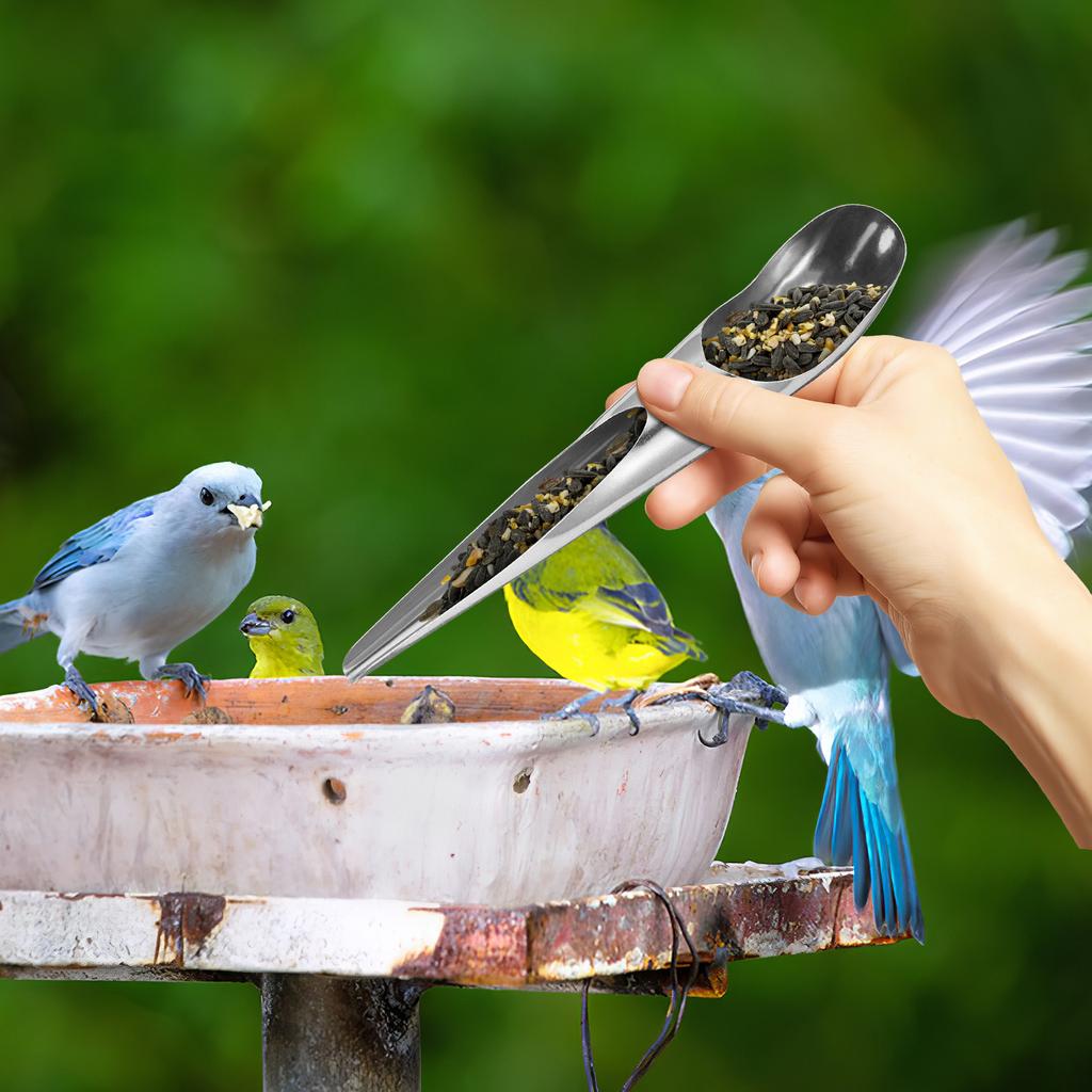 2Pcs Stainless Steel Bird Feed Scoop Parrot Feeding Tool Cage Food Added Feeder Bird Supplies Feed Scoop Pet Food Shovel