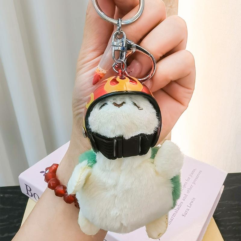 1Pcs Animal Ornament Car Exquisite Decoration Helmet Sea Turtle Keychain Purse Bag Charm Plush Pendant Keyholder