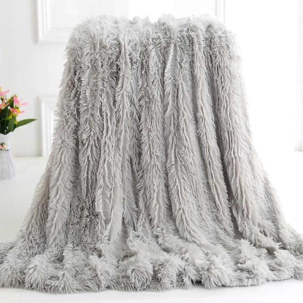 Double Layer Plush Warm Winter Throw Blanket Home Bedspread on The Bed Plaid Chair Towel Sofa Cover Lamb Bed Blankets and Throws
