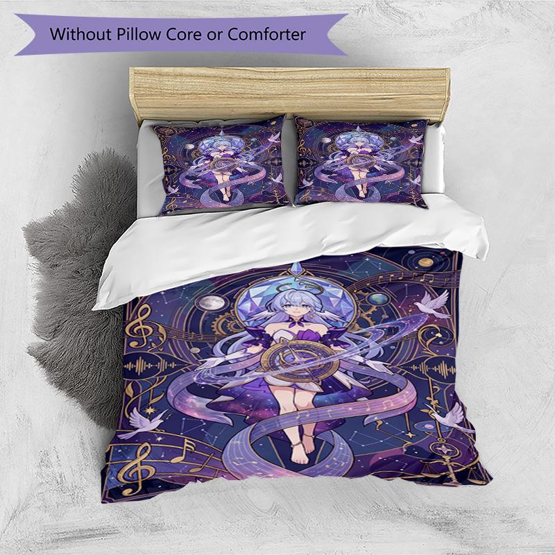 3pcs Duvet Cover Set (1*Duvet Cover + 2*Pillowcase, Without Core), Robin (Honkai Star Rail) Print Bedding Set, Bedroom Decor, All‑Season, Birthday Gif