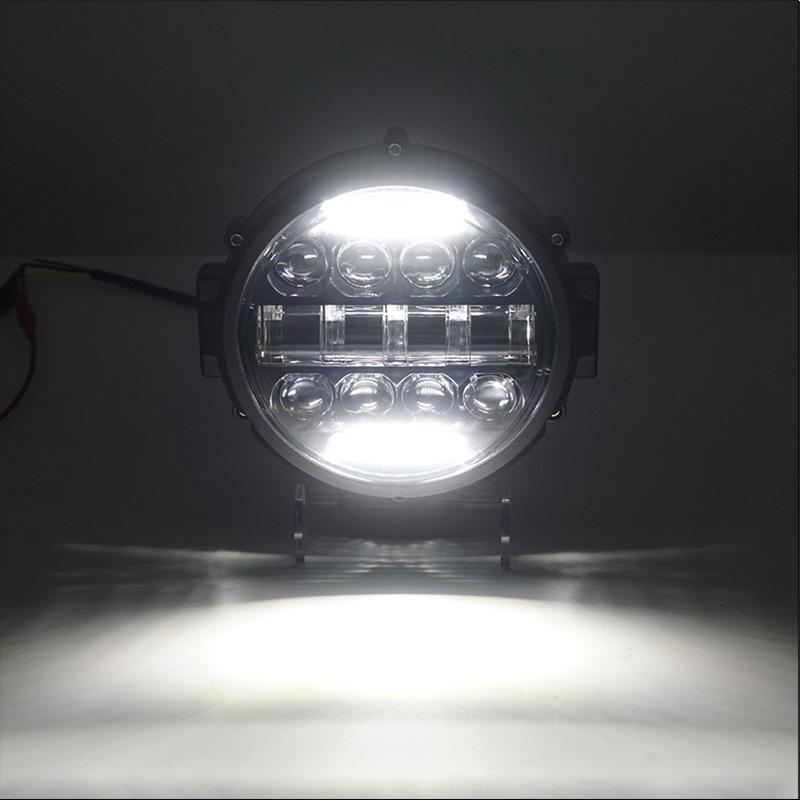 7-Zoll 60W Runde LED-Leuchten Scheinwerfer Superhelle Offroad-LED-Arbeitslichtleiste Verstellbare Montagehalterung Tagfahrlicht