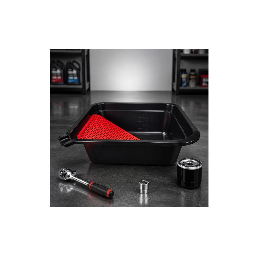 Oil Drain Pan Raised Edges Engine Oil Drain Pan Vehicle Maintenance Molded Finish Garage Equipment Wide Exposed Top for Workshop