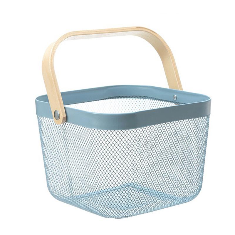 Fruit Colander Metal Material Comfortable Portable Handle Wear Resistant Practical Vegetable Drain Basket for Kitchen