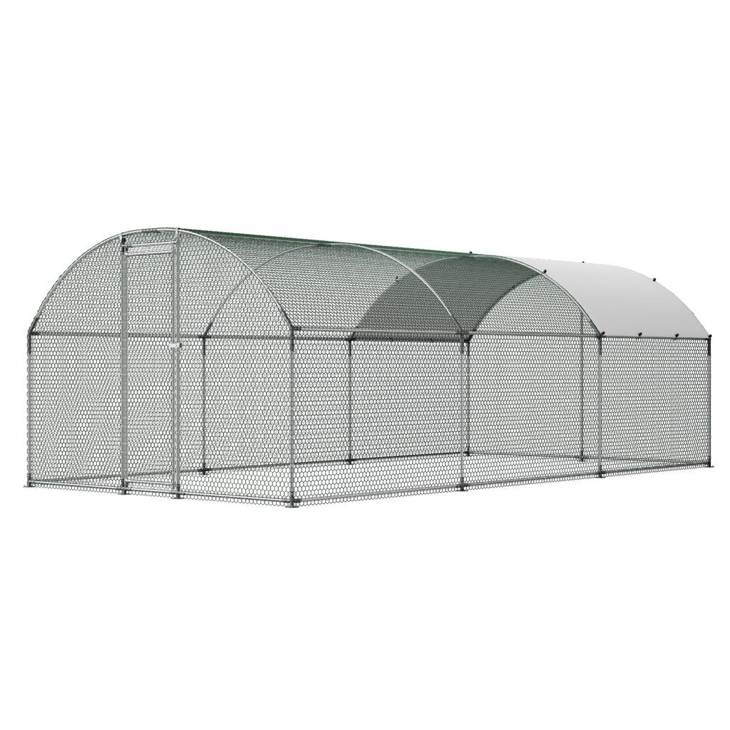 VEVOR Large Metal Chicken Coop, 3 X 6 X 2 M, Walk-in Chicken Runs with Waterproof Cover, Dome Roof Hen House Enclosure with Lock