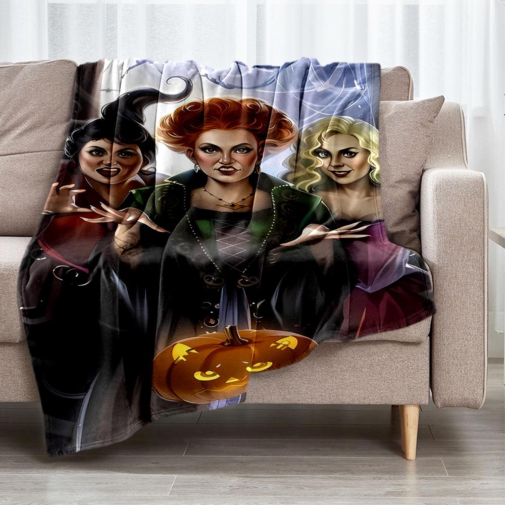 Hocus Pocus Theme Printed Blanket - Perfect for Couch, Bed, Travel & Outdoor Use | Machine Washable, Cozy & Durable.