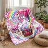 Magical Unicorn Among Flowers Theme Blanket Lightweight Warm Flannel Blanket Decorative Throw Blanket for Home Decoration